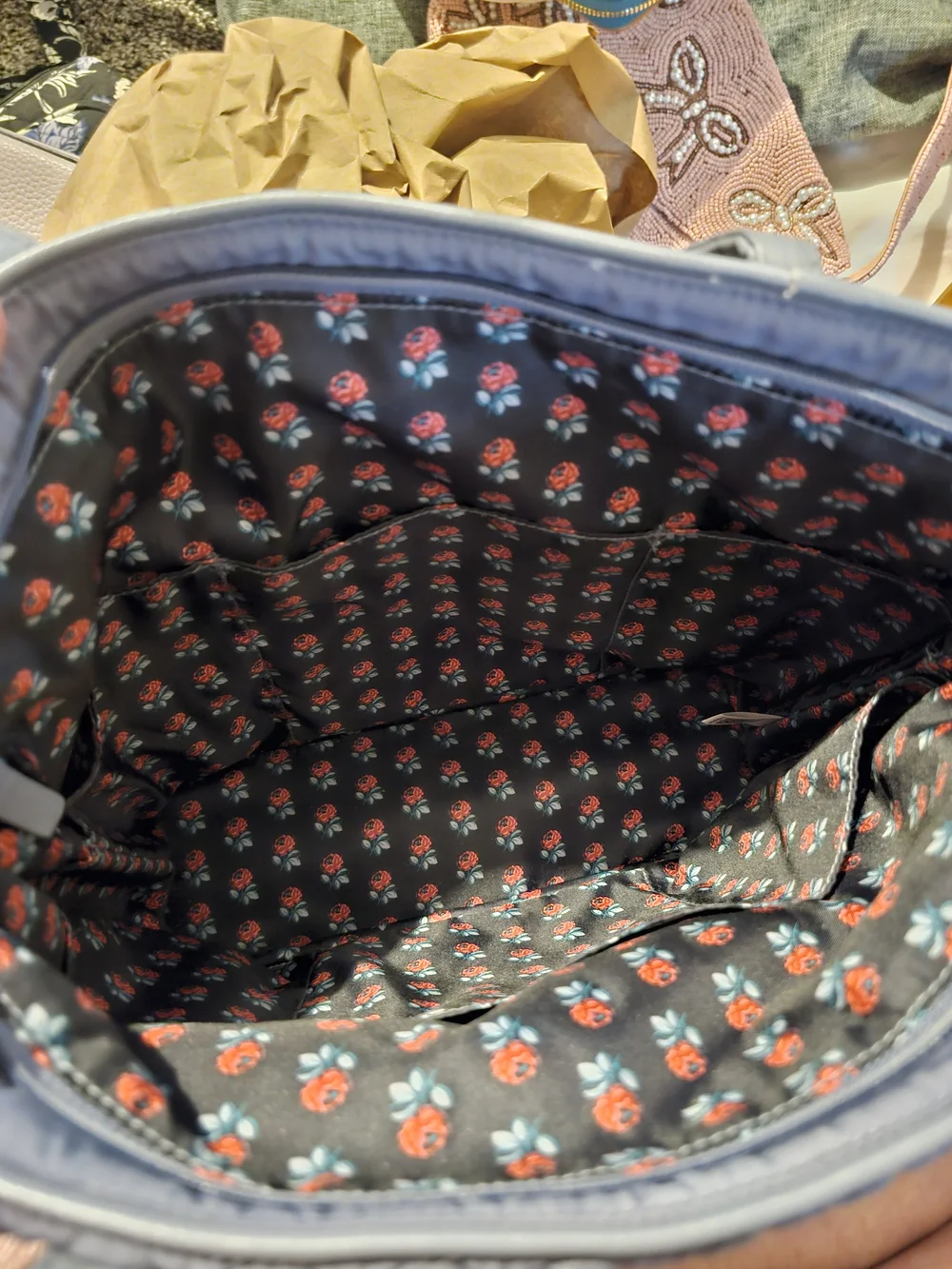 Vera Bradley Quilted Tote in Gray-Blue